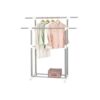 Double Clothing Rod Telescopic Clothes Hanger Rack - White