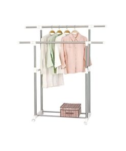 Double Clothing Rod Telescopic Clothes Hanger Rack 