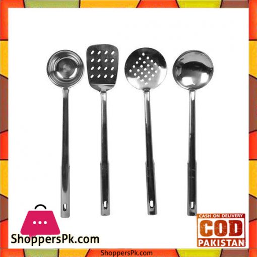 Set of 4 - Stainless Steel Spoons - Silver