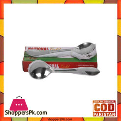 National Gold Soup Spoon Set of 6 - Stainless Steel Spoons - Silver