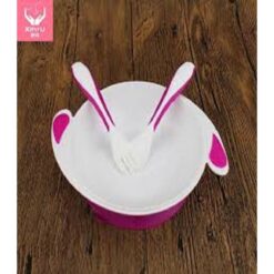Set Of Spoon &Amp; Fork For Kids - White &Amp; Pink
