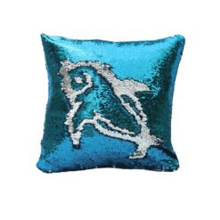 Lake Blue And Silver Reversible Sequin Mermaid Pillow With Velvet Back