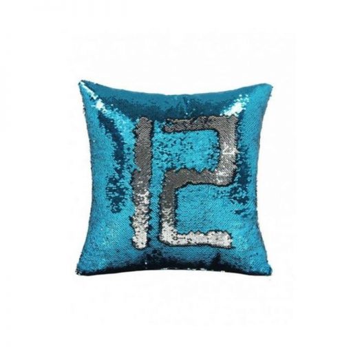 Reversible Mermaid Sequin Pillow - LakeBlue & Silver
