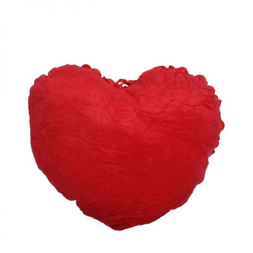 0009-1 - Cotton Printed Heart Shaped Pillow - Red