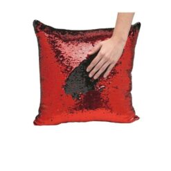 Red &Amp; Black Reversible Sequins Mermaid Pillow With Filling - Cus-110-26