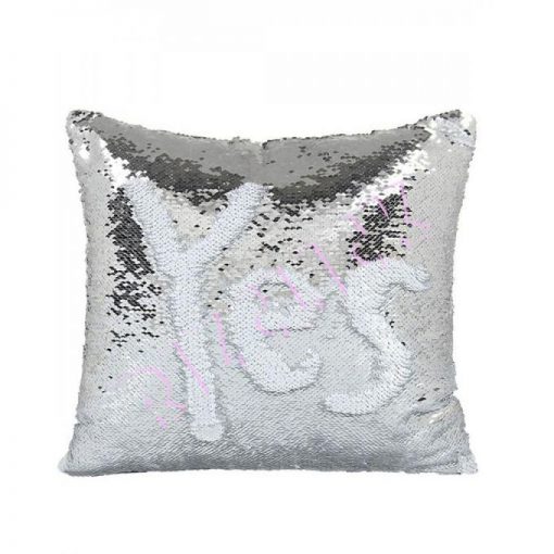 White & Silver Reversible Mermaid Cushion Cover - CUS-110-27-P1a
