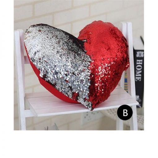 Magic Heart Shaped Pillow - Red & Silver