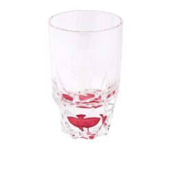 Acrylic Round Diamond Cut Base Crystal Tumbler Set - 6 Pieces - Red - Bh0014Ac