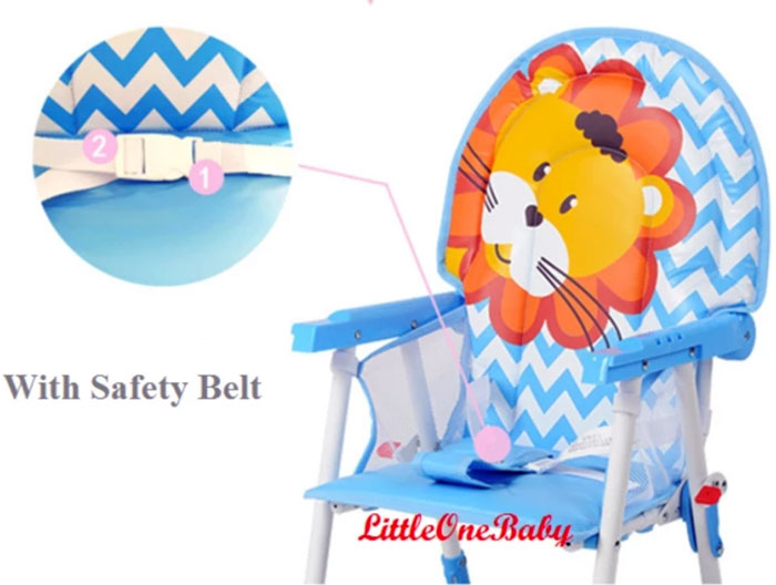 2 in 1 Premium Baby High Chair With Safety Belt Lion - 217c