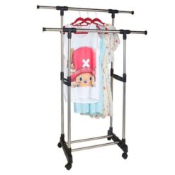 Save Money Clothes Hanger With Wheels Drying Rack - Silver And Black