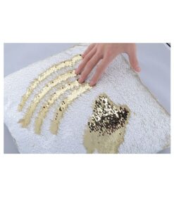 Reversible Mermaid Sequin Pillow - White &Amp; Golden 17 Reversible Mermaid Sequin Pillow - White &Amp; Golden - Image 3