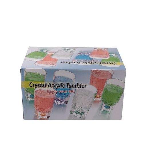 Acrylic Square Base Crystal Tumbler Set - 6 Pieces - Red - BH0015AC