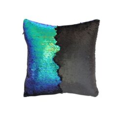 Black &Amp; Blue/Green - Reversible Mermaid Sequin Pillow