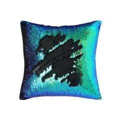Black &Amp; Blue/Green - Reversible Mermaid Sequin Pillow