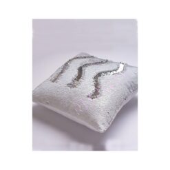 White &Amp; Silver Reversible Mermaid Cushion Cover - Cus-110-27-P1A