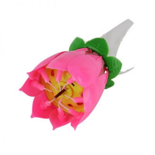 Ingenious Gadgets Happy Birthday Candle with Music & Magical Sparklers with Free Internal Battery - Large Pink Flower