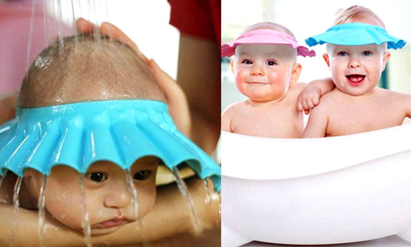 Baby Bath Shower Cap Wash Hair Shield One Piece