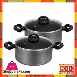 Bravo Non Stick Casserole Set – 756 | 2 Pot Set With Glass Lid