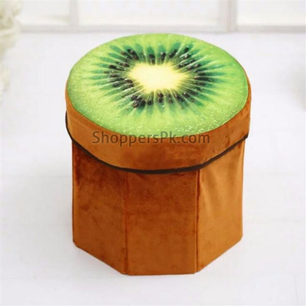 Folding Fabric Fruit Design Storage Box Foot Stool Seat Pack Of 2 Pcs