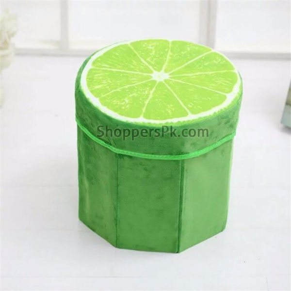 Folding Fabric Fruit Design Storage Box Foot Stool Seat Pack of 2 Pcs