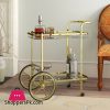Gold Brass and Glass Bar Cart Mini Bar Tea Trolley Rectangular