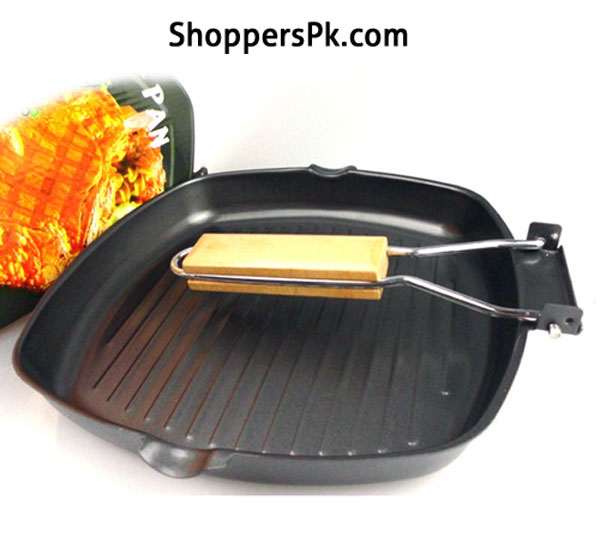 Heavy Gauge Deluxe Handle Non-Stick Square Grill Pan 24 Cm