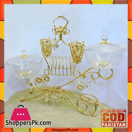 Orchid 2 Tier Cake Plate Cupcake Dessert Stand Gold Plated