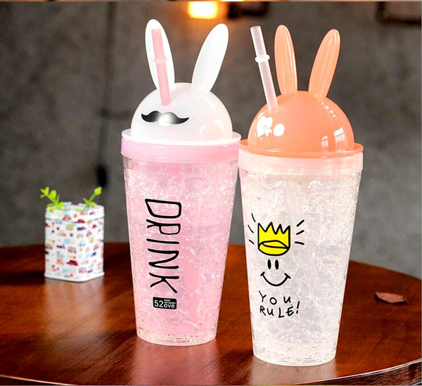 High Quality Plastic Water Bottle Lovely Straw One Piece