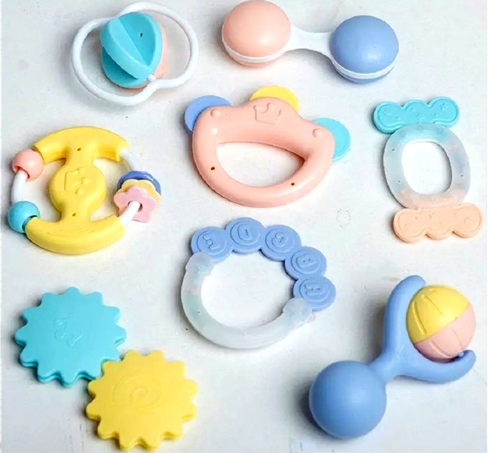 Huanger Baby Rattles For New Born Multi Color - 8 Pieces