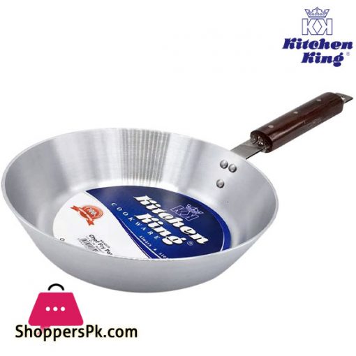 Kitchen King Aluminium Commercial Fry Pan Wooden Handle - 23 CM