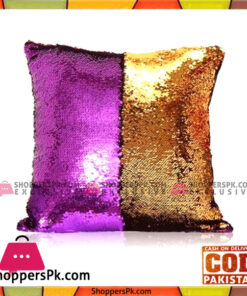 MERMAID REVERSIBLE SEQUIN SQUARE THROW PILLOW COVER - PURPLE AND GOLD
