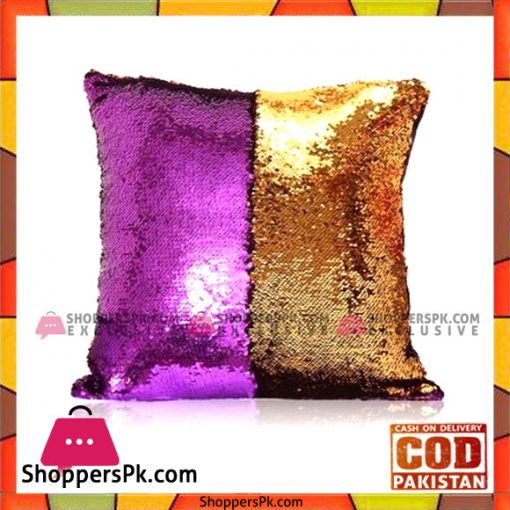 MERMAID REVERSIBLE SEQUIN SQUARE THROW PILLOW COVER - PURPLE AND GOLD