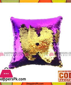 MERMAID REVERSIBLE SEQUIN SQUARE THROW PILLOW - PURPLE AND GOLD