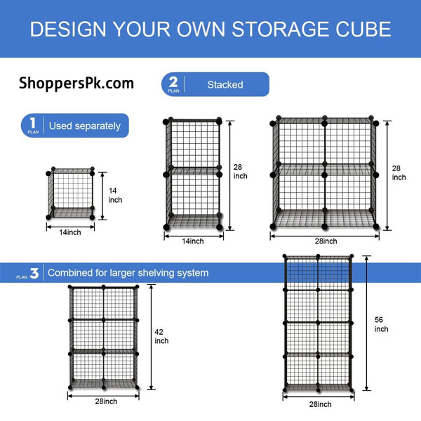 Multi Use DIY Wire 3 Cube Cabinet