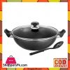 Non-Stick Cooking Wok with Glass Lid - 27 cm - Black