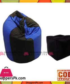 Parachute Lounger Beanbag & Footrest Stool - Blue & Black