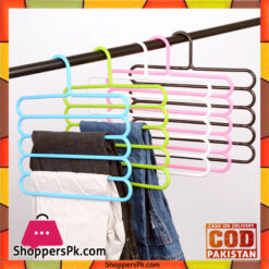Plastic 5 Layers Clothes Towel Hanger Pack of 2