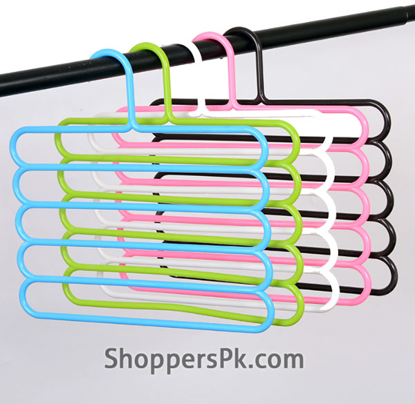 Plastic 5 Layers Clothes Towel Hanger Pack Of 2