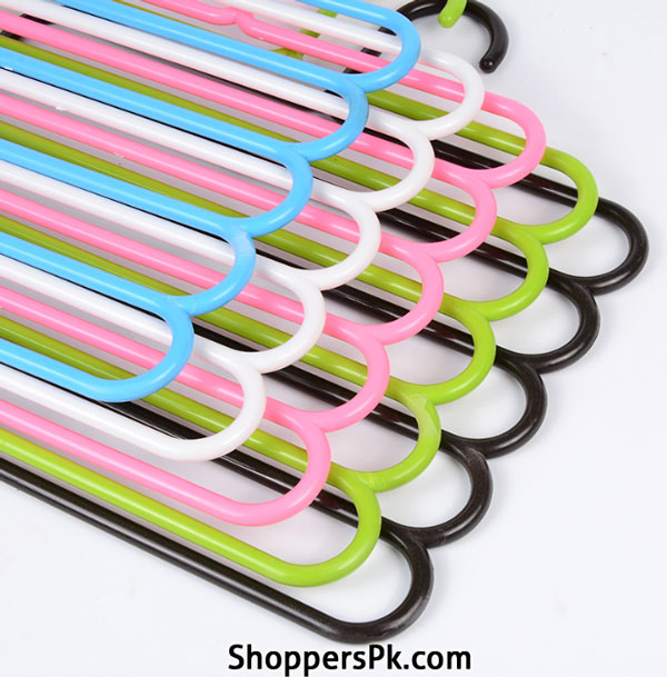 Plastic 5 Layers Clothes Towel Hanger Pack Of 2
