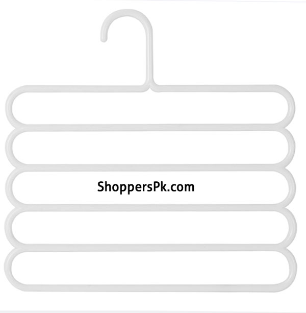 Plastic 5 Layers Clothes Towel Hanger Pack Of 2