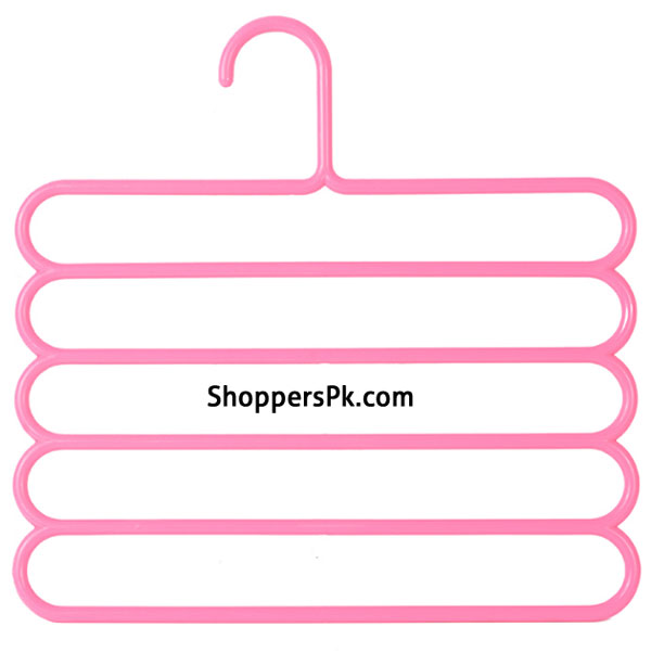Plastic 5 Layers Clothes Towel Hanger Pack Of 2
