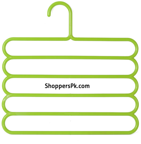 Plastic 5 Layers Clothes Towel Hanger Pack Of 2