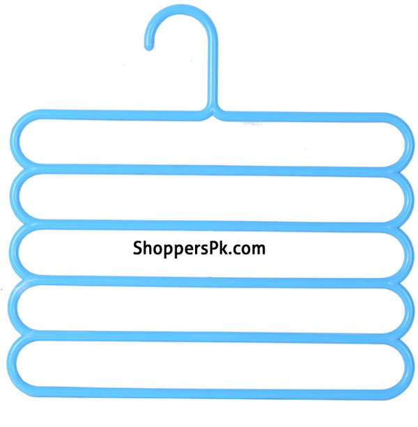 Plastic 5 Layers Clothes Towel Hanger Pack Of 2