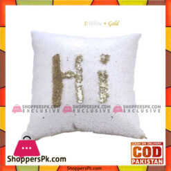 Reversible Mermaid Sequin Pillow - White & Golden