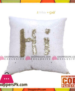 Reversible Mermaid Sequin Pillow - White & Golden