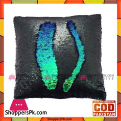 Reversible Mermaid Sequin Pillow with Velvet Back - Black - Green/Blue