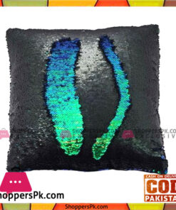 Reversible Mermaid Sequin Pillow with Velvet Back - Black - Green/Blue