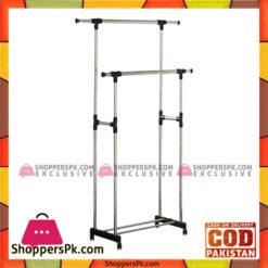 Save money Clothes Hanger With Wheels Drying Rack - Silver And Black