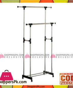 Save money Clothes Hanger With Wheels Drying Rack - Silver And Black