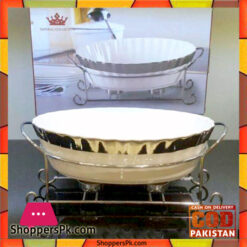 Imperial Collection Silver Plated Ceramic Platter With Burner A2